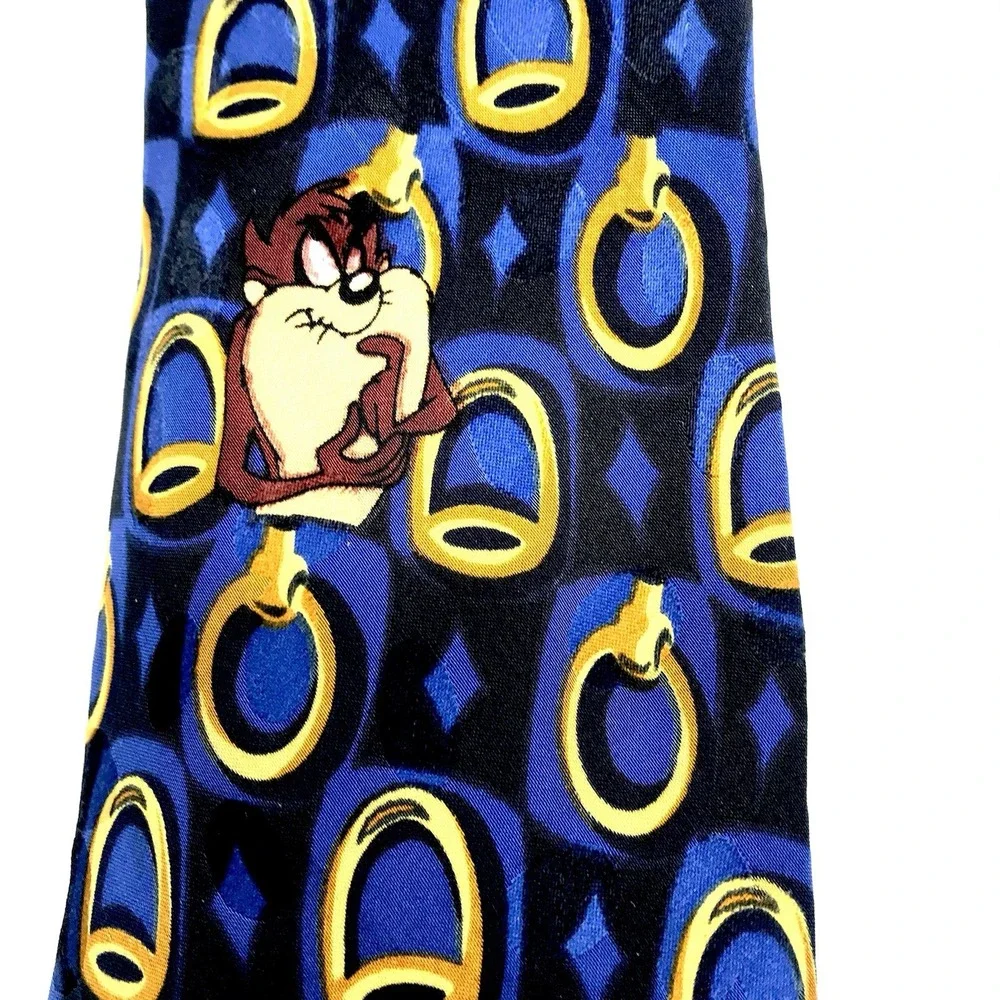 ✅Looney Tunes Taz Necktie Blue 90s Mania Silk #️⃣0030